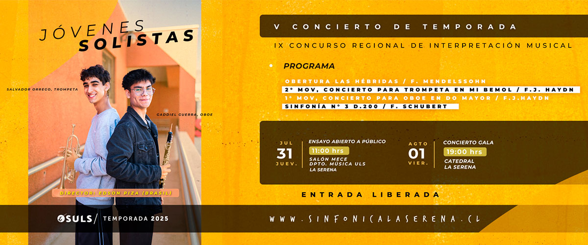 OSULS invita a vivir su V Concierto de la Temp/25 junto al IX Concurso Regional Jóvenes Solistas