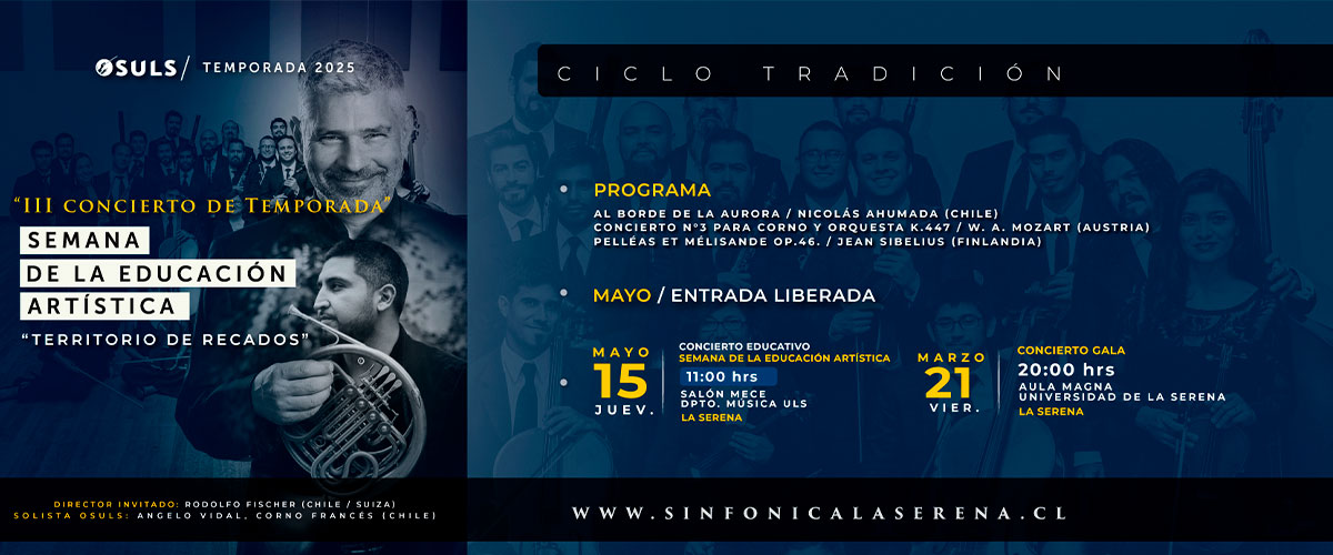 Angelo Vidal Vargas, cornista OSULS, presentará concierto solista de Mozart con motivos de la Semana de la Educación Artística 